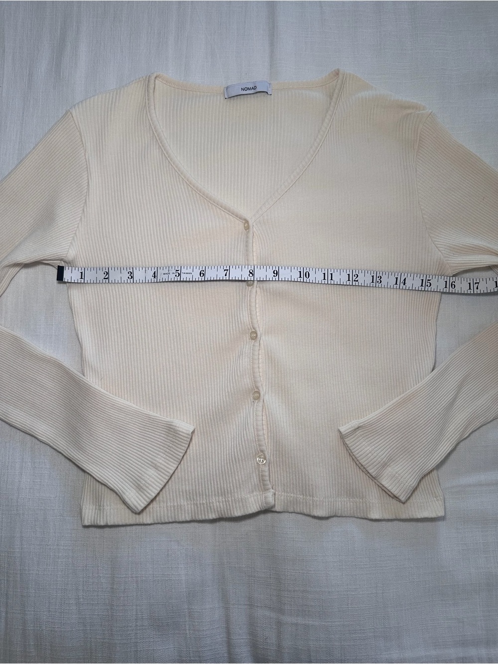 Nomad Ribbed Button Front Cream Cardigan Size Small - Picture 9 of 10